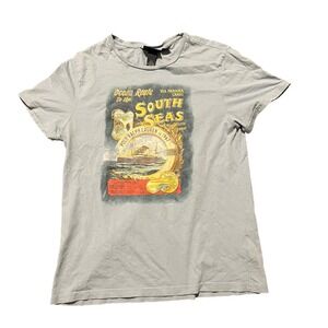 Vintage Polo Ralph Lauren Mens South Seas Ocean Route Graphic T-Shirt Blue Small